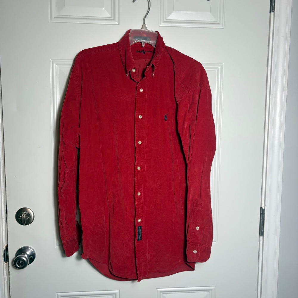 Polo Ralph Lauren Mens Red Corduroy Button Down Shirt The Blake M Long Sleeve